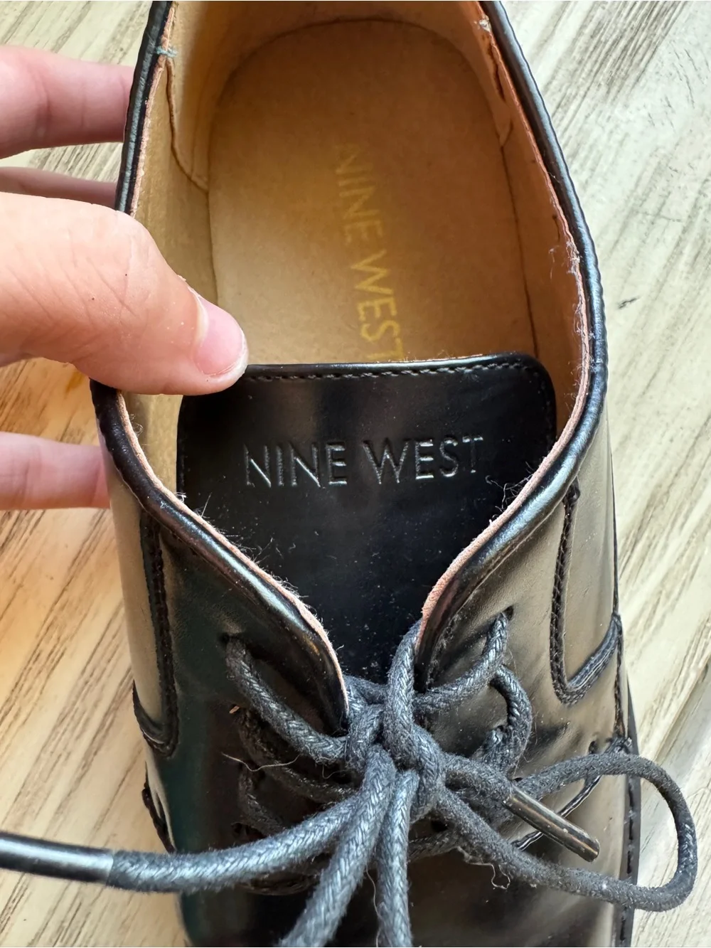 Nine West Men’s Black Lace Up Dress Shoes Size 10 Classic Oxford DVAKAR